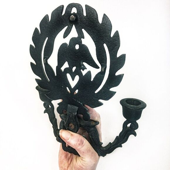 VTG Federalist Eagle Cast Iron Wall Sconce - Picture 3 of 10